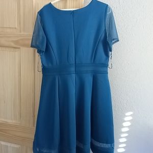 Lane Bryant Fit & Flare Mesh Teal Cocktail Dress